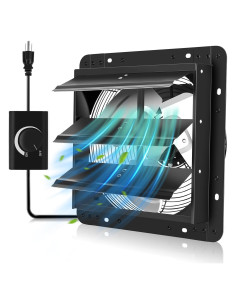 Ventilador de Escape YOZON 30 cm con Obturador Automático y Control de Velocidad