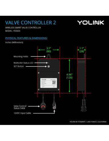Kit Control Válvula Inteligente Inalámbrica YoLink 1.9 cm