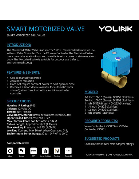 Kit Control Válvula Inteligente Inalámbrica YoLink 1.9 cm