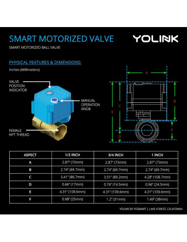 Kit Control Válvula Inteligente Inalámbrica YoLink 1.9 cm