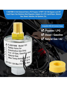 Válvula Solenoide 12V FJXBYWM 1/4" NPT para Propano y Gas 2