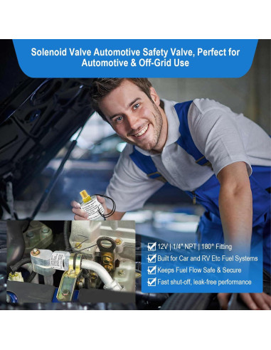 Válvula Solenoide 12V FJXBYWM 1/4" NPT para Propano y Gas