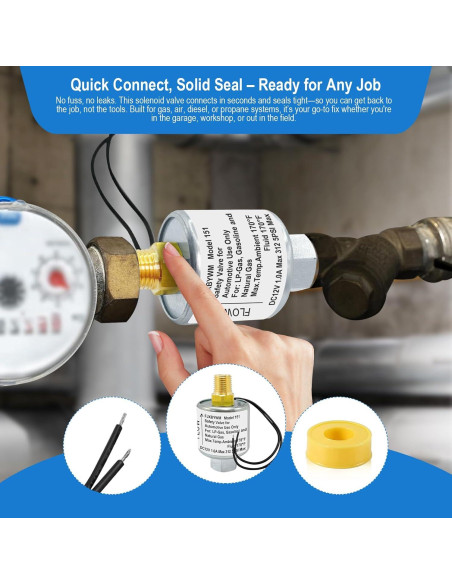 Válvula Solenoide 12V FJXBYWM 1/4" NPT para Propano y Gas