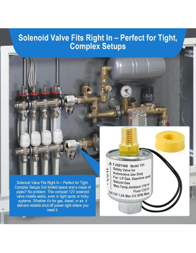 Válvula Solenoide 12V FJXBYWM 1/4" NPT para Propano y Gas
