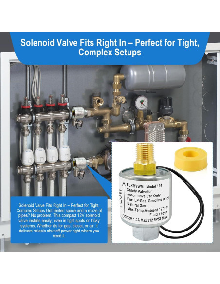 Válvula Solenoide 12V FJXBYWM 1/4" NPT para Propano y Gas