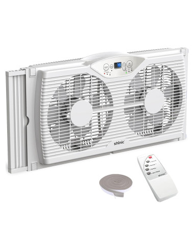 Ventilador de Ventana Shinic BP6-9D, 3 Velocidades, 60.4-94 cm