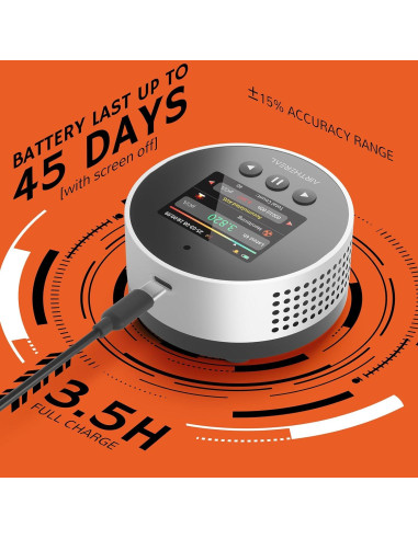 Detector de Radón Portátil Airthereal RM-65 con Alarma y Pantalla LCD