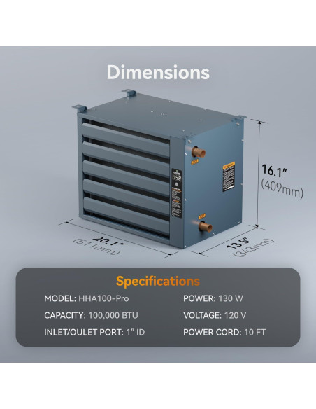 Calentador Colgante de Agua Caliente Alecoil HHA100 130W Azul