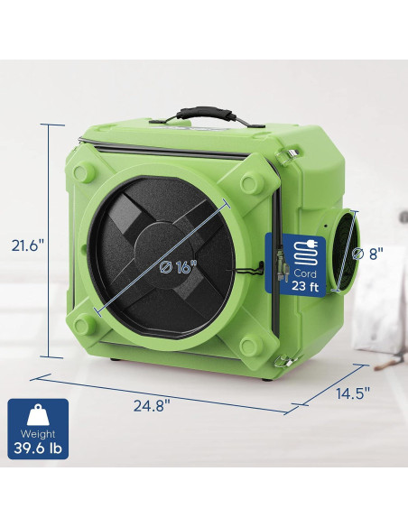 Purificador de Aire ALORAIR CleanShield HEPA 550 Verde 3 Etapas