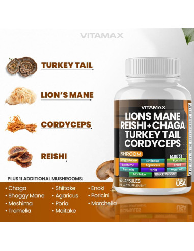 Suplemento de Hongos Vitamax MycoBoost 60 Cápsulas
