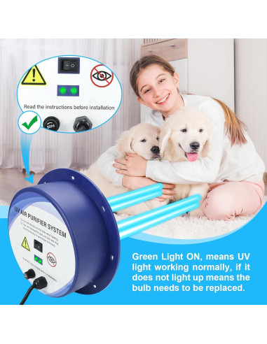 Purificador de Aire UVC Feeligivin 72W con Sensor HVAC 48cm