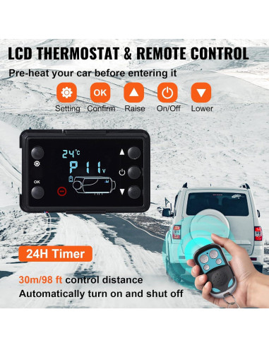 Calentador de Aire Diésel VEVOR 8KW 12V con Control Remoto