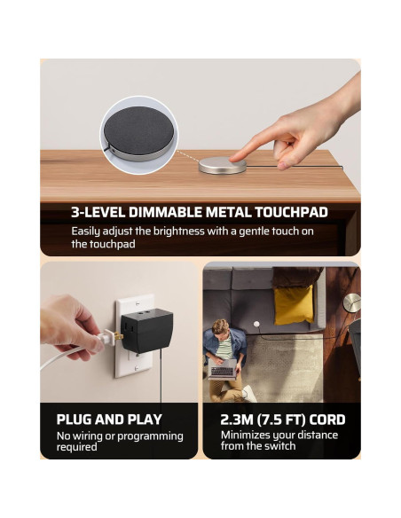 Regulador Táctil DEWENWILS 2 Paquete Negro 3 Niveles Regulador Táctil DEWENWILS 2 Paquete Negro 3 Niveles