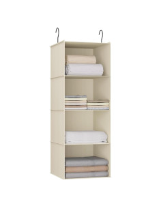 Organizador de Closet Colgante DonYeco 4 Estantes Beige