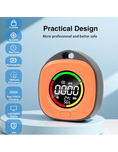 Detector de Monóxido de Carbono Genérico K5 Portátil 3 en 1