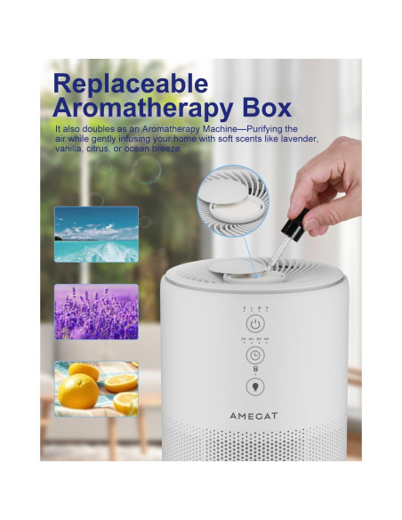 Purificador de Aire HEPA 3-en-1 AMEGAT Airfresh-300 Negro