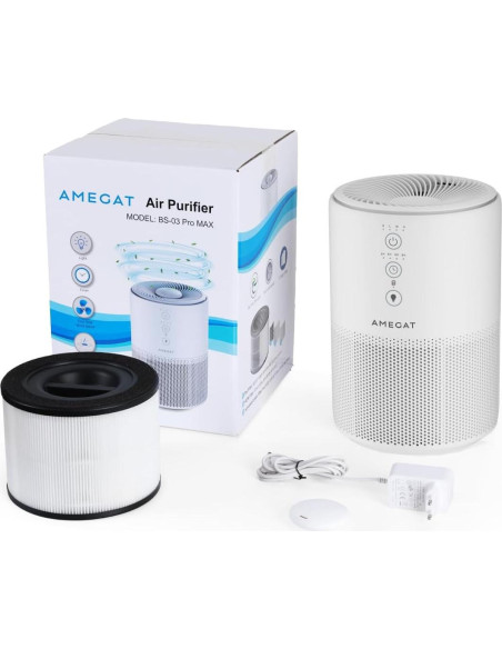 Purificador de Aire HEPA 3-en-1 AMEGAT Airfresh-300 Negro