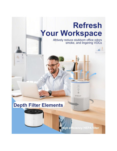 Purificador de Aire HEPA 3-en-1 AMEGAT Airfresh-300 Negro