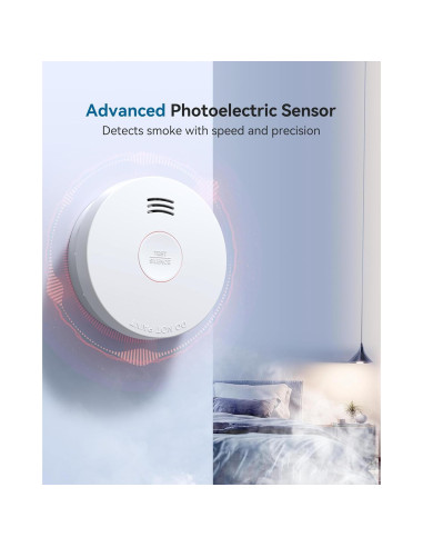 Detector de Humo SITERWELL GS525A, Batería 10 Años, Fotoeléctrico