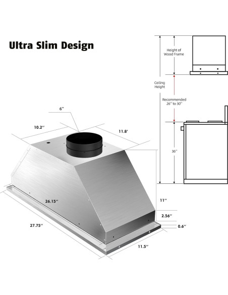 Campana Extractora Empotrada IAMSII 30" Acero Inoxidable 900 CFM