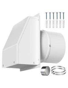 Cubierta de Ventilación de Pared 8" Yawl Acero Galvanizado Blanco