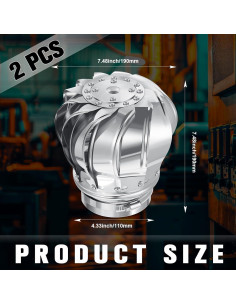 Ventilador de Techo Sin Energía Tandefio 2 Pcs Acero Inoxidable 2