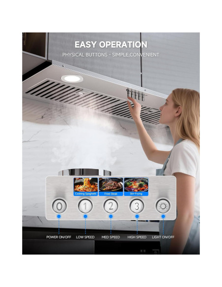 Campana Extractora Empotrada AMZCHEF 30" Acero Inoxidable 900 CFM