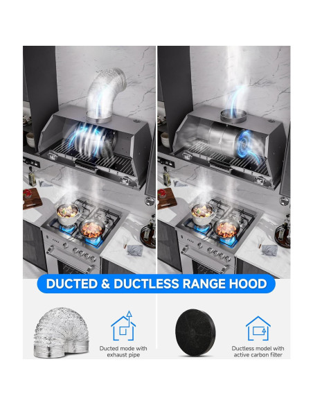 Campana Extractora Empotrada AMZCHEF 30" Acero Inoxidable 900 CFM