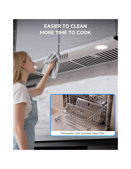 Campana Extractora Empotrada AMZCHEF 30" Acero Inoxidable 900 CFM