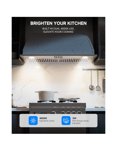 Campana Extractora Empotrada AMZCHEF 30" Acero Inoxidable 900 CFM