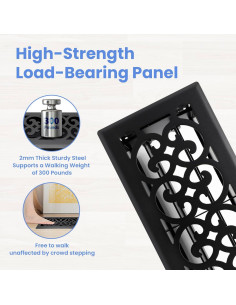 Registro de Piso Ventilación Howeall 4x10 cm Negro Mate 2