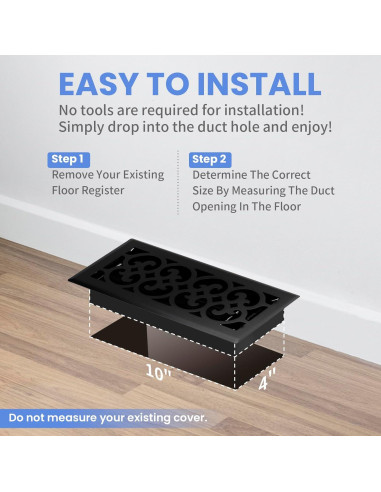 Registro de Piso Ventilación Howeall 4x10 cm Negro Mate