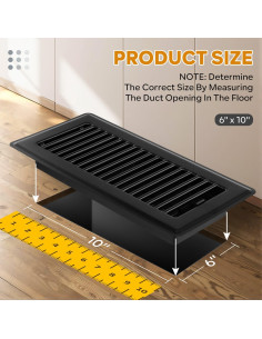 Cubiertas de Ventilación de Piso 6x10 HQZHQZ, Acero Negro, 2 Pcs 2