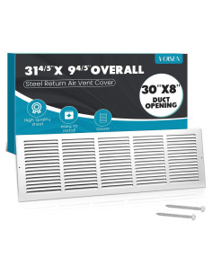 Rejilla de Aire de Retorno VOISEN 30x8 Acero Blanco HVAC