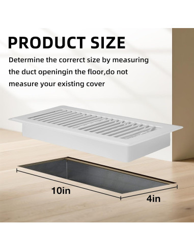 Rejilla de Piso Ajustable Accord Ventilation 4" x 10" Blanca