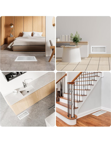 Rejilla de Piso Ajustable Accord Ventilation 4" x 10" Blanca