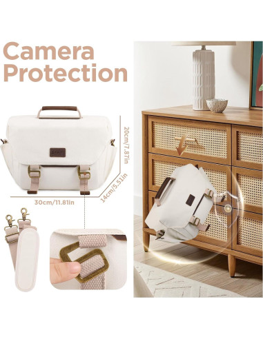 Bolsa de Cámara SMRITI Lona Impermeable 30x11x19cm Blanco