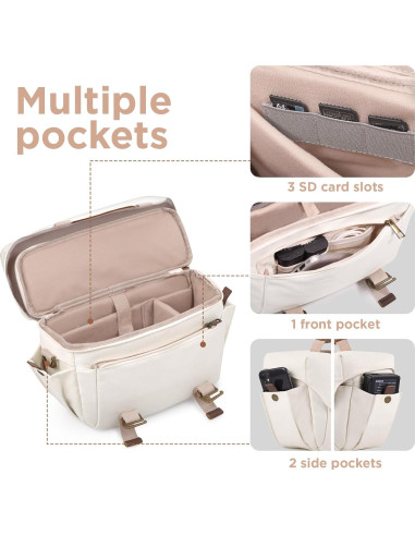 Bolsa de Cámara SMRITI Lona Impermeable 30x11x19cm Blanco