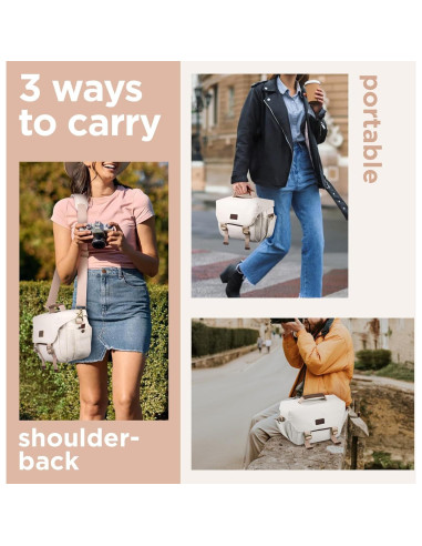 Bolsa de Cámara SMRITI Lona Impermeable 30x11x19cm Blanco