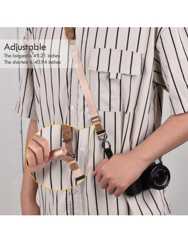Correa de Cuello Ajustable PU para Cámara - Compatible Canon, Sony, Nikon