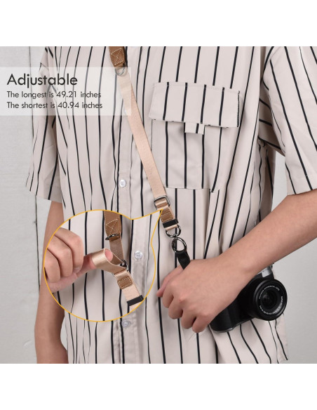 Correa de Cuello Ajustable PU para Cámara - Compatible Canon, Sony, Nikon