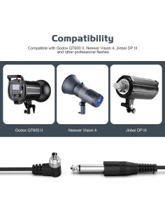 Cable de Disparador de Flash PC Sync 6.35mm Sqrmekoko 2