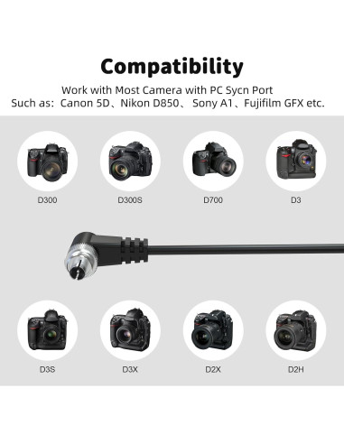 Cable de Disparador de Flash PC Sync 6.35mm Sqrmekoko