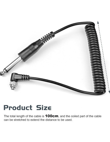 Cable de Disparador de Flash PC Sync 6.35mm Sqrmekoko