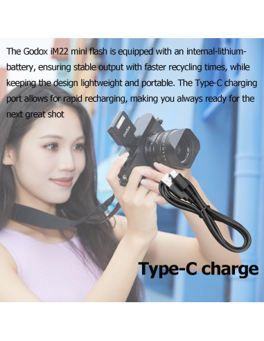 Flash Godox iM22 Speedlite Mini 440 Destellos Batería Litio