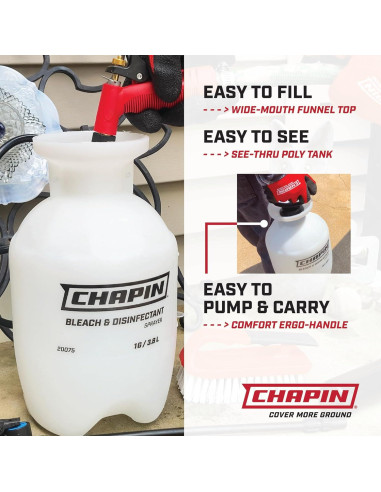 Pulverizador Chapin 20075 1 Galón Ajustable Blanqueador