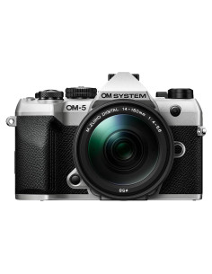 Cámara sin espejo OM SYSTEM OM-5 Mark II plateada con lente 14-150mm