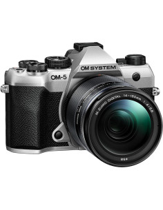 Cámara sin espejo OM SYSTEM OM-5 Mark II plateada con lente 14-150mm 2