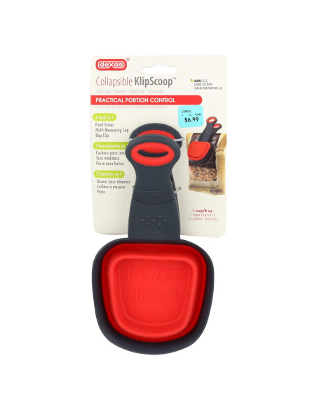 Cucharón Medidor Plegable Dexas KlipScoop 1 Taza Rojo