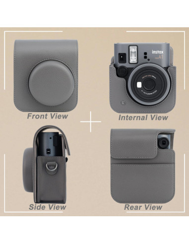 Funda Protectora para Cámara Fujifilm Instax Mini 41 - Cuero PU Gris